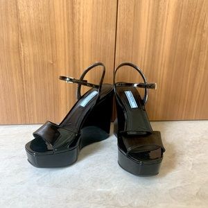 Prada Platform Black Leather Sandals